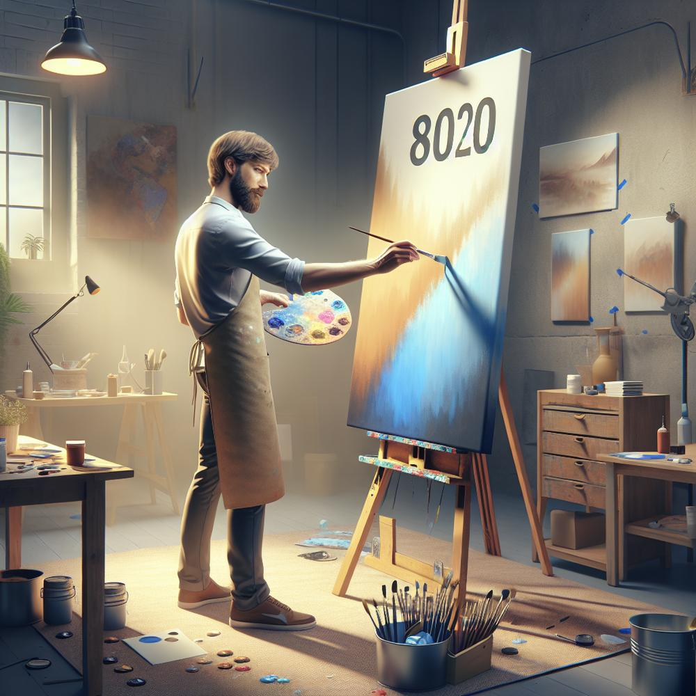 Artist painting with 80% broad background strokes and 20% detailed focal subject.
