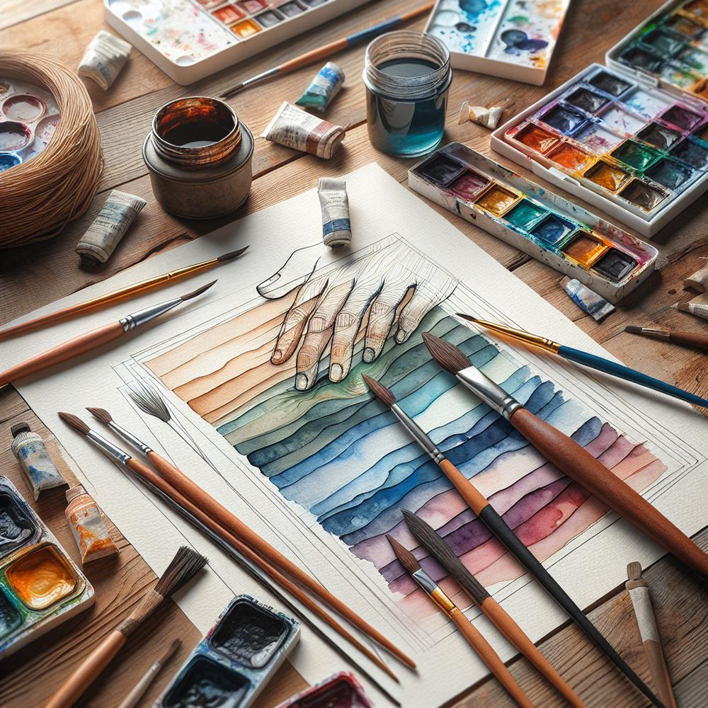 Close-up of beginner watercolor layers: translucent washes, glazing, and soft blended edges.